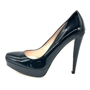 MIU MIU Prada Classic Black Patent Leather Platform Pumps Shoes Heels